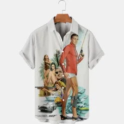 Men's Letter Portrait Shirt Summer Hawaiian Shirt Aloha Shirt Short Sleeves Shirt Turndown Vintage Tropical Sports Street Casual Hawaiian White Yellow Gray S M L