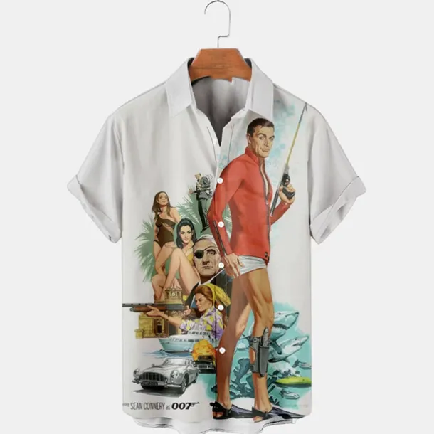 Men's Letter Portrait Shirt Summer Hawaiian Shirt Aloha Shirt Short Sleeves Shirt Turndown Vintage Tropical Sports Street Casual Hawaiian White Yellow Gray S M L