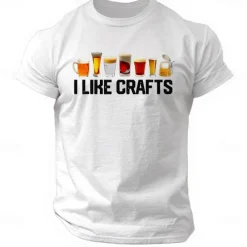 Men's Letter Printed Beer T Shirt Tee Top Cotton Short Sleeve Graphic Shirt Black White Comfortable Tee Street Sports Outdoor Fashion Designer Clothing