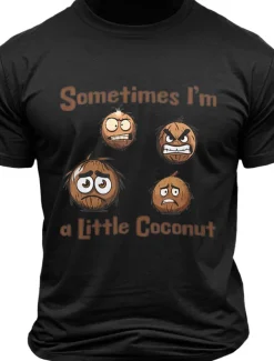 Men's Letter Printed Coconut Funny Hawaiian T Shirt Tee Top 100% Cotton Short Sleeve Graphic Shirt Black White Army Green Comfortable Tee Vacation Street Fashion Designer Clothing