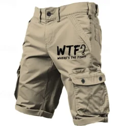 Men's Letter Printed Funny Slang Cargo Shorts Work Shorts Mid Waist Classic Casual Outdoor Camping & Hiking Multiple Pockets Designer Clothing Apparel