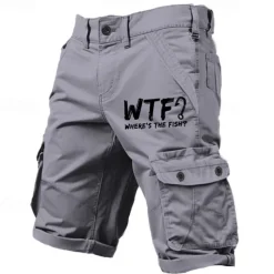 Men's Letter Printed Funny Slang Cargo Shorts Work Shorts Mid Waist Classic Casual Outdoor Camping & Hiking Multiple Pockets Designer Clothing Apparel