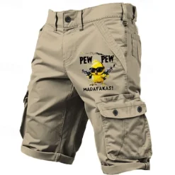 Men's Letter Printed Funny Duck Cargo Shorts Work Shorts Mid Waist Classic Casual Outdoor Camping & Hiking Multiple Pockets Designer Clothing Apparel