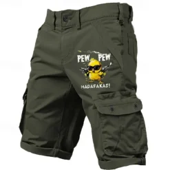 Men's Letter Printed Funny Duck Cargo Shorts Work Shorts Mid Waist Classic Casual Outdoor Camping & Hiking Multiple Pockets Designer Clothing Apparel