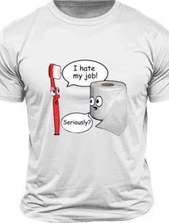 Men's Letter Printed Funny T Shirt Tee Top 100% Cotton Short Sleeve Graphic Shirt Black White Dark Grey Comfortable Tee Street Sports Outdoor Fashion Designer Clothing