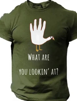 Men's Letter Printed Funny Turkey T Shirt Tee Top 100% Cotton Short Sleeve Graphic Shirt Black Red Dark Grey Comfortable Tee Thanksgiving Festival Fashion Designer Clothing