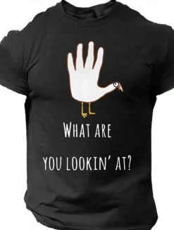Men's Letter Printed Funny Turkey T Shirt Tee Top 100% Cotton Short Sleeve Graphic Shirt Black Red Dark Grey Comfortable Tee Thanksgiving Festival Fashion Designer Clothing