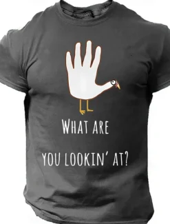 Men's Letter Printed Funny Turkey T Shirt Tee Top 100% Cotton Short Sleeve Graphic Shirt Black Red Dark Grey Comfortable Tee Thanksgiving Festival Fashion Designer Clothing
