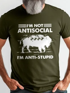 Men's Letter Printed Funny T Shirt Tee Top 100% Cotton Short Sleeve Graphic Shirt Black Army Green Dark Blue Comfortable Tee Vacation Street Fashion Designer Clothing