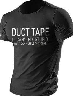 Men's Letter Printed Funny T Shirt Tee Top 100% Cotton Short Sleeve Graphic Shirt Black Light Blue Comfortable Tee Street Sports Outdoor Fashion Designer Clothing