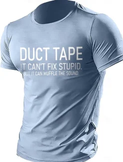 Men's Letter Printed Funny T Shirt Tee Top 100% Cotton Short Sleeve Graphic Shirt Black Light Blue Comfortable Tee Street Sports Outdoor Fashion Designer Clothing