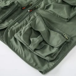 Men's Letter Printed Vest Waistcoat Gilet Tactical Practical Removable Casual Sports Outdoor Fishing Photography Mesh Side Pockets Quick Dry Fall Winter Collarless Sleeveless khaki Army Green Dark