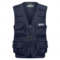Men's Letter Printed Vest Waistcoat Gilet Tactical Practical Removable Casual Sports Outdoor Fishing Photography Mesh Side Pockets Quick Dry Fall Winter Collarless Sleeveless khaki Army Green Dark