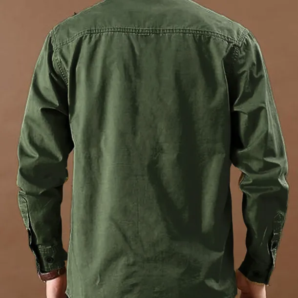 Men's Letter Printed Work Shirt Western Shirt Cargo Shirt Long Sleeve Casual Tactical Sports & Outdoor Going out Winter Spring & Fall Turndown Print Army Green Blue Khaki