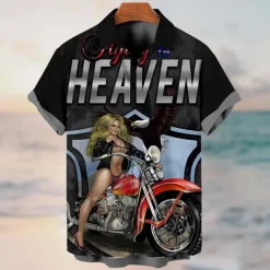 Men's Letter Vintage Hula Girls Shirt Summer Hawaiian Shirt Aloha Shirt Short Sleeves Shirt Turndown Vintage Fashion Streetwear Outdoor Street Casual Black Yellow Blue S M L