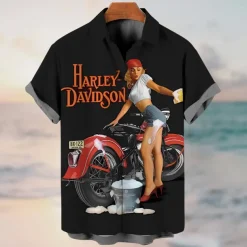 Men's Letter Vintage Hula Girls Shirt Summer Hawaiian Shirt Aloha Shirt Short Sleeves Shirt Turndown Vintage Fashion Streetwear Outdoor Street Casual Black Yellow Blue S M L