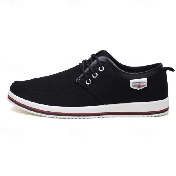 Men's Light Gray Canvas Lace-Up Casual Shoes with Contrast Trim – Stylish Lightweight Footwear for Travel, Work, and Daily Wear