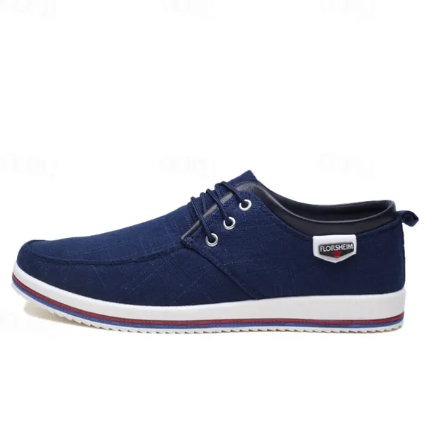 Men's Light Gray Canvas Lace-Up Casual Shoes with Contrast Trim – Stylish Lightweight Footwear for Travel, Work, and Daily Wear