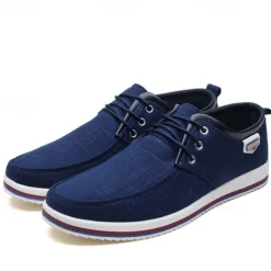 Men's Light Gray Canvas Lace-Up Casual Shoes with Contrast Trim – Stylish Lightweight Footwear for Travel, Work, and Daily Wear