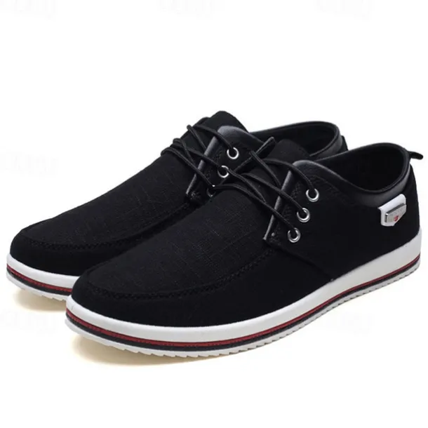 Men's Light Gray Canvas Lace-Up Casual Shoes with Contrast Trim – Stylish Lightweight Footwear for Travel, Work, and Daily Wear