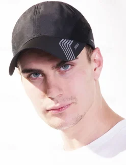 Men's Lightweight Breathable Golf Hat - Quick Dry Sports Cap with Mesh Panel, UV Protection, Adjustable for Outdoor Activities, Running, Tennis and Golf