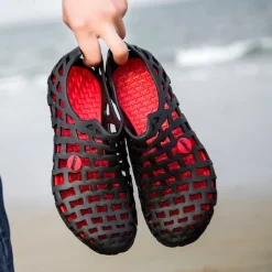 Men's Lightweight Breathable Water Shoes – Slip-On Hollow Design with Anti-Slip Sole for Outdoor Activities