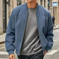 Men's Lightweight Jacket Casual Jacket Vacation Daily Wearproof Pocket Summer Spring Plain Fashion Classic Stand Collar Regular Black Blue Camel Army Green Dark Blue Jacket