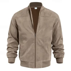 Men's Lightweight Jacket Casual Jacket Vacation Daily Wearproof Pocket Summer Spring Plain Fashion Classic Stand Collar Regular Black Blue Camel Army Green Dark Blue Jacket