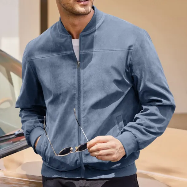 Men's Lightweight Jacket Casual Jacket Vacation Daily Wearproof Pocket Summer Spring Plain Fashion Classic Stand Collar Regular Black Blue Camel Army Green Dark Blue Jacket