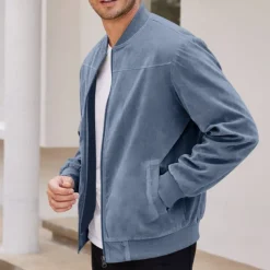 Men's Lightweight Jacket Casual Jacket Vacation Daily Wearproof Pocket Summer Spring Plain Fashion Classic Stand Collar Regular Black Blue Camel Army Green Dark Blue Jacket