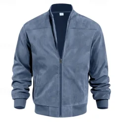 Men's Lightweight Jacket Casual Jacket Vacation Daily Wearproof Pocket Summer Spring Plain Fashion Classic Stand Collar Regular Black Blue Camel Army Green Dark Blue Jacket