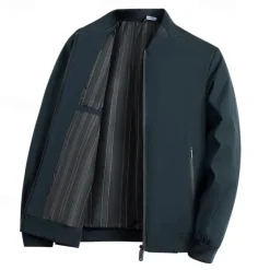 Men's Lightweight Jacket Formal Office Zip Up Spring Spring & Fall Neutral Daily Navy Blue Army Green Jacket