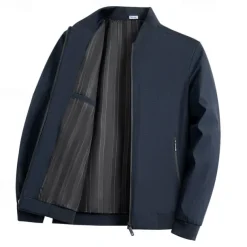 Men's Lightweight Jacket Formal Office Zip Up Spring Spring & Fall Neutral Daily Navy Blue Army Green Jacket