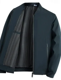 Men's Lightweight Jacket Formal Office Zip Up Spring Spring & Fall Neutral Daily Navy Blue Army Green Jacket