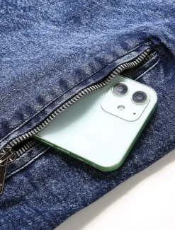 Men's Lightweight Jacket Jean Jacket Denim Jacket Formal Home Windbreaker Zipper Spring Fall Winter Solid Color Fashion Stand Collar Regular Black Blue Jacket