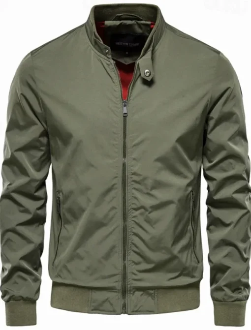 Men's Lightweight Jacket Jacket Outdoor Causal Windproof Zipper Spring & Fall Solid Color Neutral Daily Standing Collar Regular Black White Navy Blue Green Jacket