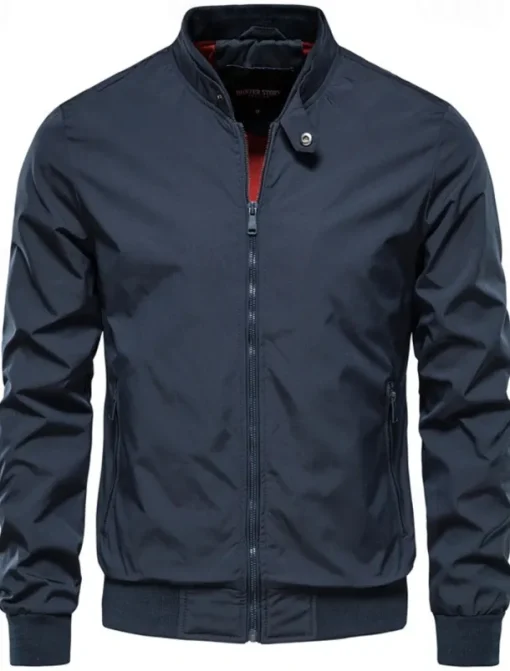 Men's Lightweight Jacket Jacket Outdoor Causal Windproof Zipper Spring & Fall Solid Color Neutral Daily Standing Collar Regular Black White Navy Blue Green Jacket