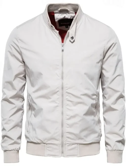 Men's Lightweight Jacket Jacket Outdoor Causal Windproof Zipper Spring & Fall Solid Color Neutral Daily Standing Collar Regular Black White Navy Blue Green Jacket
