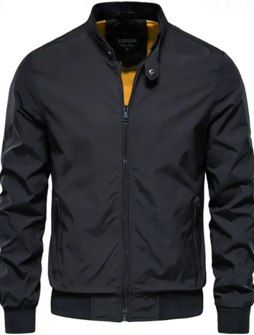 Men's Lightweight Jacket Jacket Outdoor Causal Windproof Zipper Spring & Fall Solid Color Neutral Daily Standing Collar Regular Black White Navy Blue Green Jacket