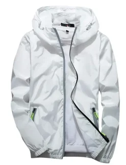 Men's Lightweight Jacket Outdoor Jacket Summer Jacket Hoodie Jacket Outdoor Leisure Sports Reflective Anti-UV Hooded Summer Spring Solid Color Classic Navy Black White Red Orange Jacket