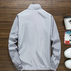 Men's Lightweight Jacket Outdoor Jacket Summer Jacket Vacation Daily Sunscreen Quick Dry Pocket Summer Spring Plain Fashion Classic Stand Collar Regular Black White Red Royal Blue Orange Jacket