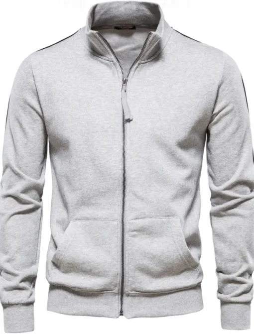 Men's Lightweight Jacket Outdoor Sport Zipper Pocket Spring & Fall Solid Color Sports Cool Standing Collar Regular Black Navy Blue Khaki Gray Jacket