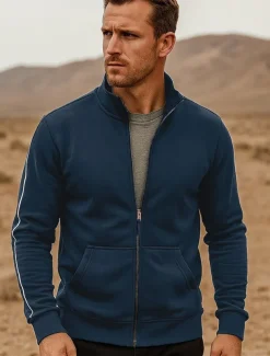Men's Lightweight Jacket Outdoor Sport Zipper Pocket Spring & Fall Solid Color Sports Cool Standing Collar Regular Black Navy Blue Khaki Gray Jacket