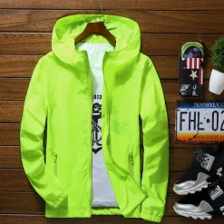 Men's Lightweight Jacket Outdoor Jacket Summer Jacket Windbreaker Sports Leisure Sports Sun Protection Windproof Hooded Summer Spring Solid Color Plain Sporty High Neck Regular Black White Red Navy