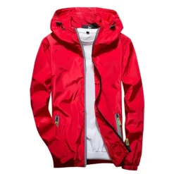 Men's Lightweight Jacket Outdoor Jacket Summer Jacket Windbreaker Vacation Sports Outdoor Reflective UV Resistant Zipper Pocket Summer Solid Color Modern Style Hooded Regular N503 orange N503 dark