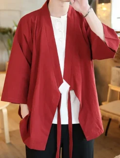 Men's Lightweight Jacket Summer Jacket Cloak / Capes Kimono Jacket Outdoor Vacation Sunscreen Breathable Spring & Summer Plain Fashion Casual Collar Regular Black Wine Navy Blue Gray Jacket