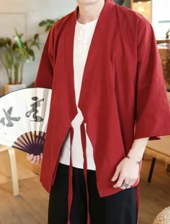 Men's Lightweight Jacket Summer Jacket Cloak / Capes Kimono Jacket Outdoor Vacation Sunscreen Breathable Spring & Summer Plain Fashion Casual Collar Regular Black Wine Navy Blue Gray Jacket