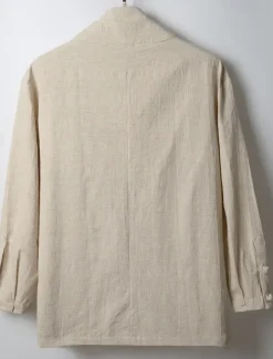 Men's Lightweight Jacket Summer Jacket Linen Jacket Vacation Daily Wear Durable Casual / Daily 2 in 1 Winter Spring & Fall Solid / Plain Color Japan and Korea Style Leisure Regular Black White Dark