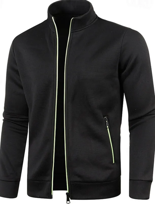 Men's Lightweight Jacket Summer Jacket Transition Jacket Casual Jacket Vacation Daily Warm Pocket Fall & Winter Plain Fashion Classic Stand Collar Regular Black Wine Navy Blue Blue Orange Jacket