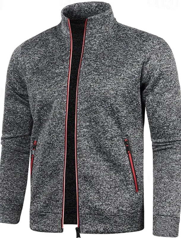 Men's Lightweight Jacket Summer Jacket Transition Jacket Casual Jacket Vacation Daily Warm Pocket Fall & Winter Plain Fashion Classic Stand Collar Regular Black Wine Navy Blue Blue Orange Jacket